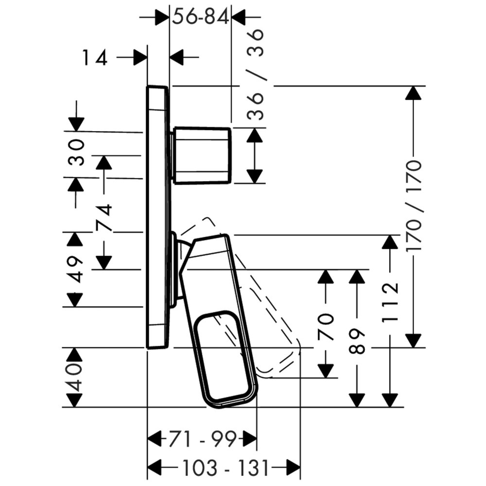 Смеситель для ванны Axor Urquiola, однорычажный, скрытого монтажа, 11425950, шлифованная медь