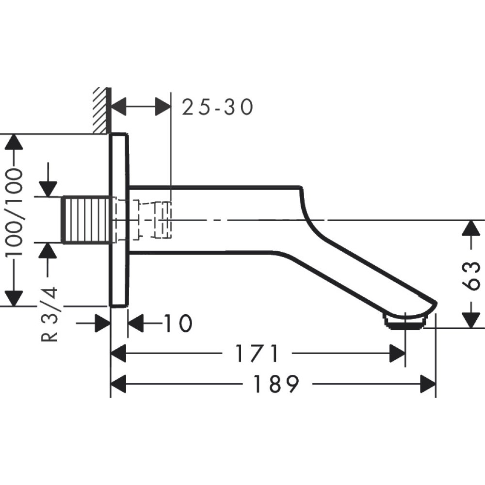 Излив на ванну Axor Urquiola, 171 мм, 11430310, шлифованное красное золото