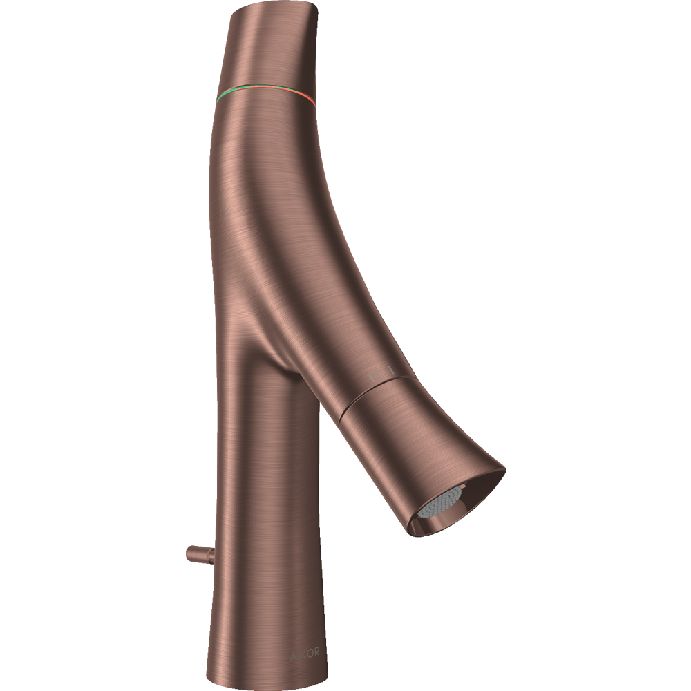 Смеситель для раковины Axor Starck Organic 80, с двумя рукоятками, со сливным гарнитуром, 12010310, шлифованное красное золото