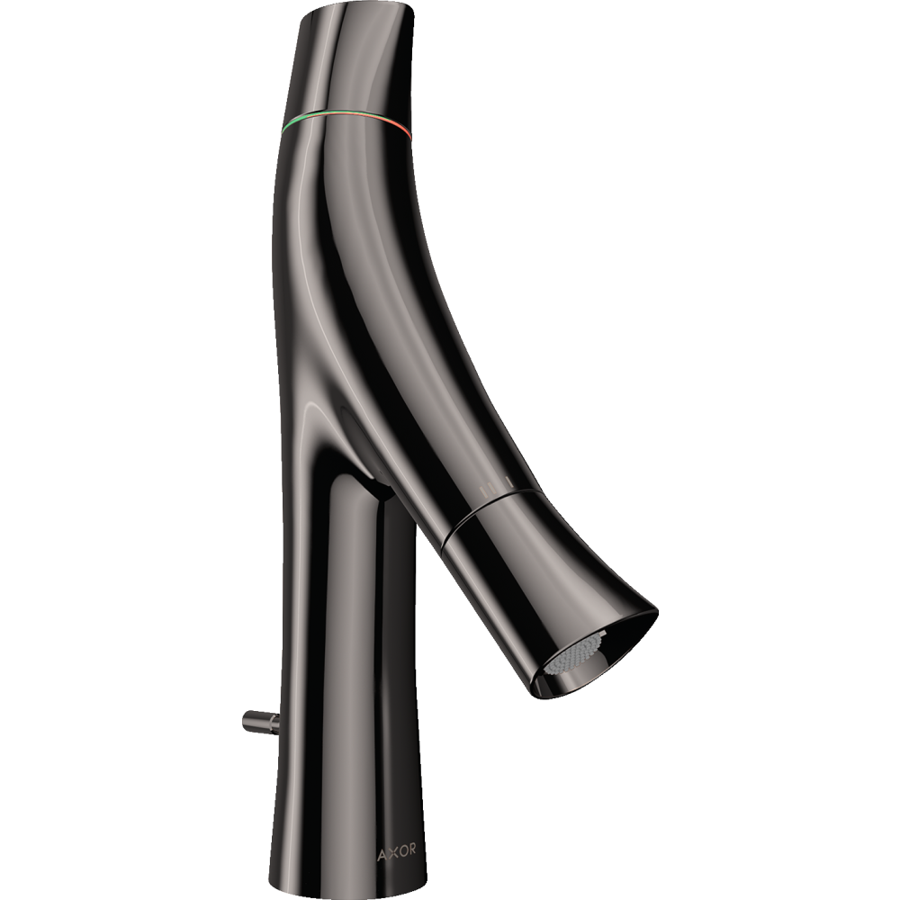 Смеситель для раковины Axor Starck Organic 80, с двумя рукоятками, со сливным гарнитуром, 12010330, полированный черный хром 