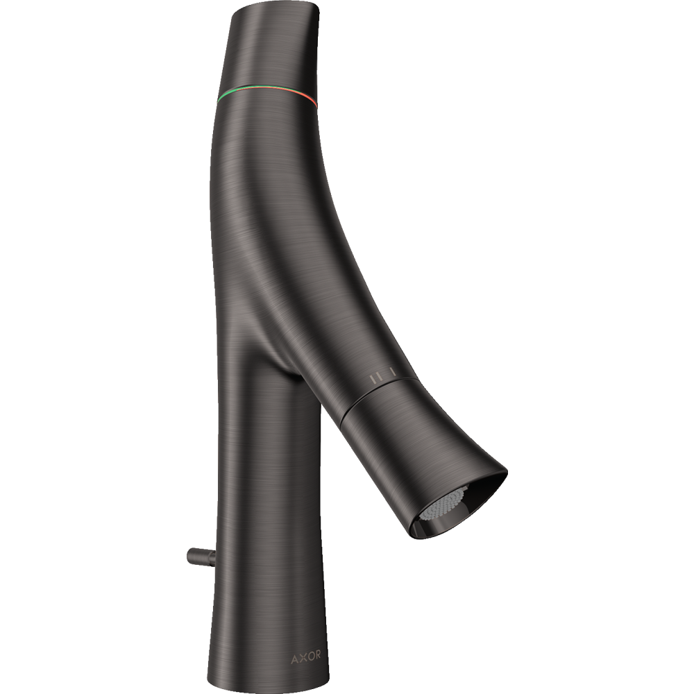 Смеситель для раковины Axor Starck Organic 80, с двумя рукоятками, со сливным гарнитуром, 12010340, шлифованный черный хром 