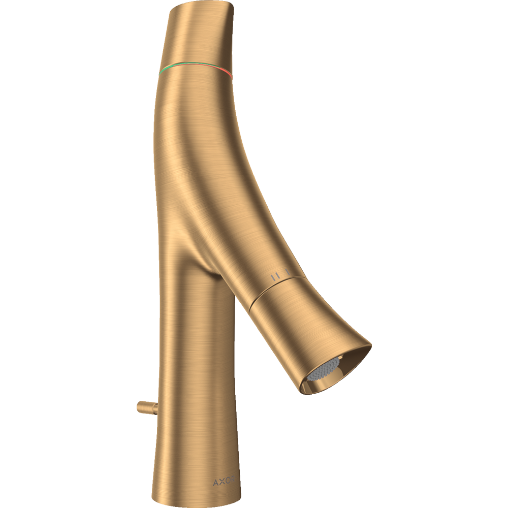 Смеситель для раковины Axor Starck Organic 80, с двумя рукоятками, со сливным гарнитуром, 12010950, шлифованная медь