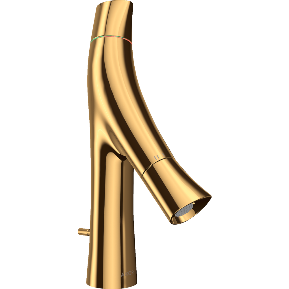 Смеситель для раковины Axor Starck Organic 80, с двумя рукоятками, со сливным гарнитуром, 12010990, полированное золото