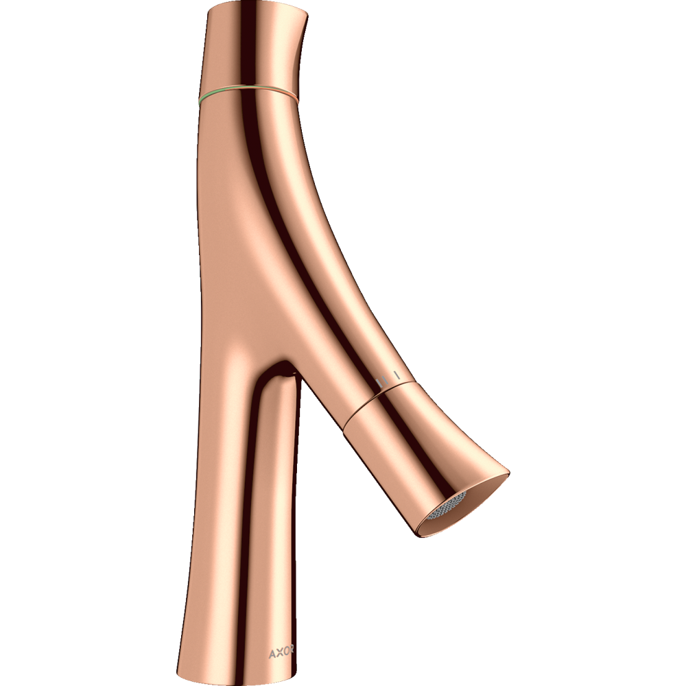Смеситель для раковины Axor Starck Organic 80, с двумя рукоятками, с не запираемым сливным набором, 12011300, полированное красное золото 