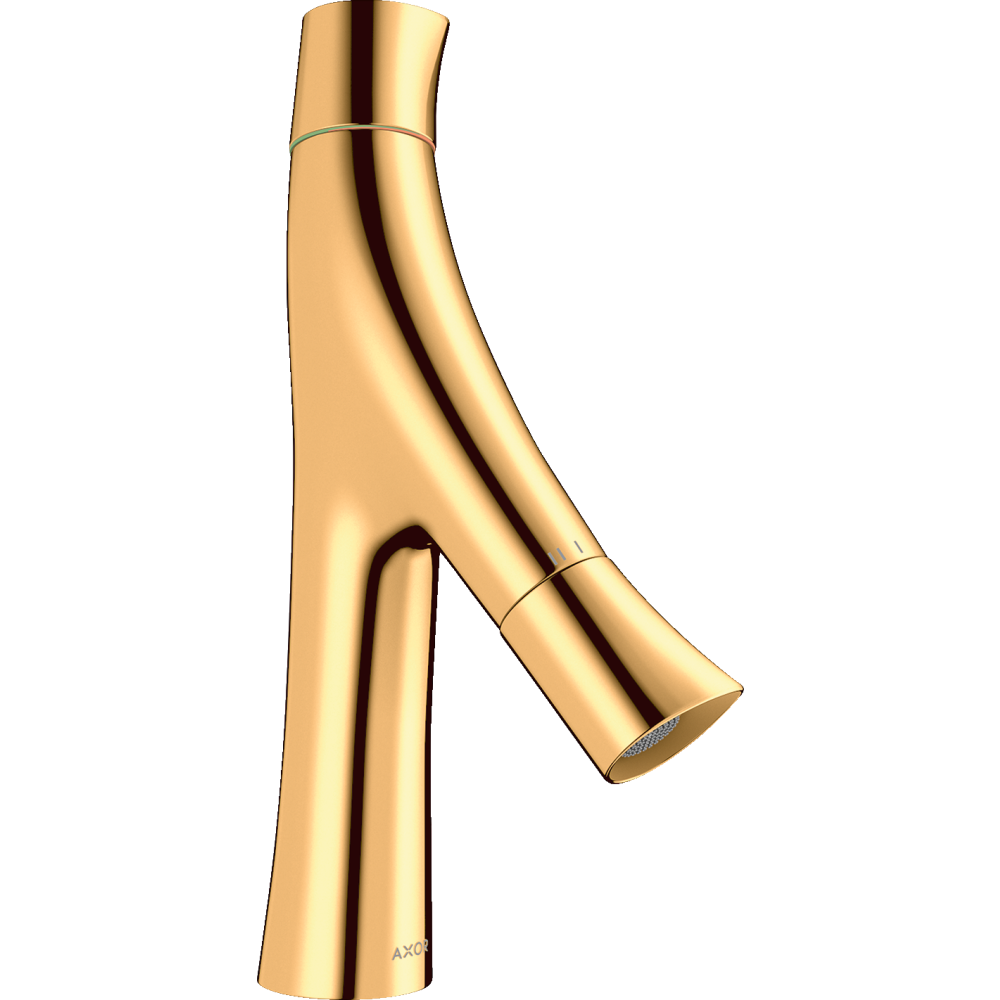 Смеситель для раковины Axor Starck Organic 80, с двумя рукоятками, с не запираемым сливным набором, 12011990, полированное золото