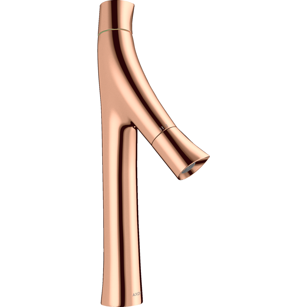 Смеситель для раковины Axor Starck Organic 170, с двумя рукоятками, для накладной раковины, с не запираемым сливным набором, 12012300, полированное красное золото 