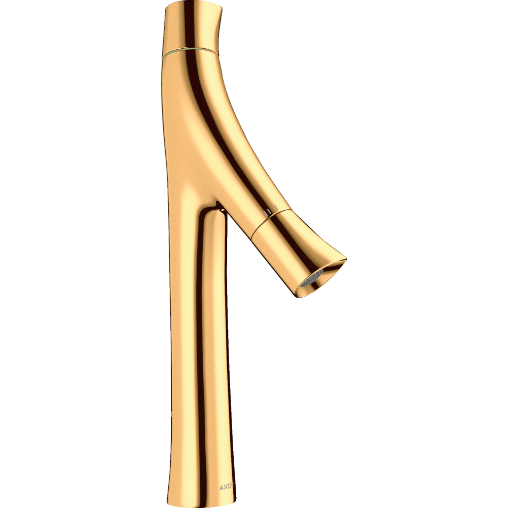 Смеситель для раковины Axor Starck Organic 170, с двумя рукоятками, для накладной раковины, с не запираемым сливным набором, 12012990, полированное золото