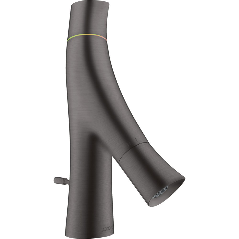 Смеситель для раковины Axor Starck Organic 50, с двумя рукоятками, для гостевой раковины, со сливным гарнитуром, 12014340, шлифованный черный хром 