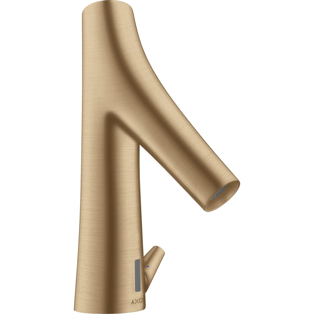 Смеситель для раковины Axor Starck Organic, электронный, с регулировкой температуры, питание от батареек, 12171140, шлифованная бронза