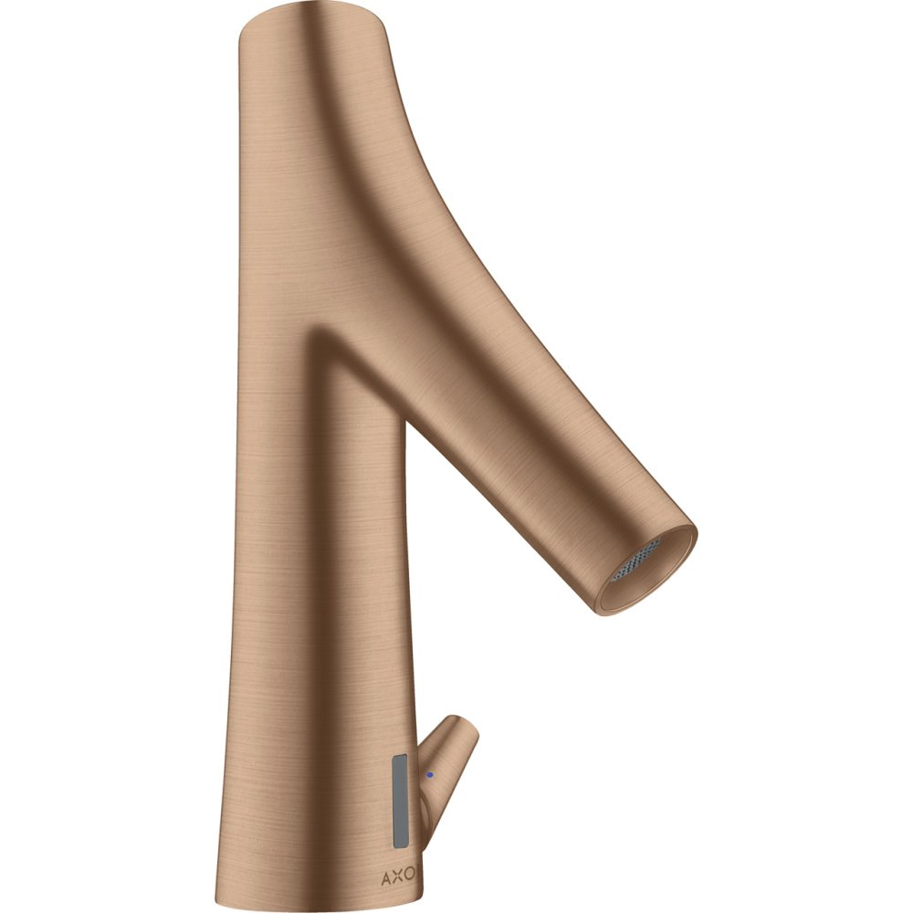 Смеситель для раковины Axor Starck Organic, электронный, с регулировкой температуры, питание от батареек, 12171310, шлифованное красное золото