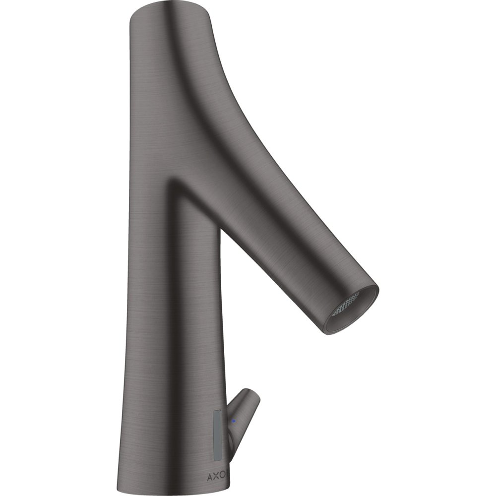 Смеситель для раковины Axor Starck Organic, электронный, с регулировкой температуры, питание от батареек, 12171340, шлифованный черный хром 