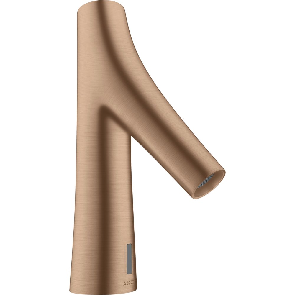 Смеситель для раковины Axor Starck Organic, электронный, без регулировки температуры, питание от батареек, 12172310, шлифованное красное золото
