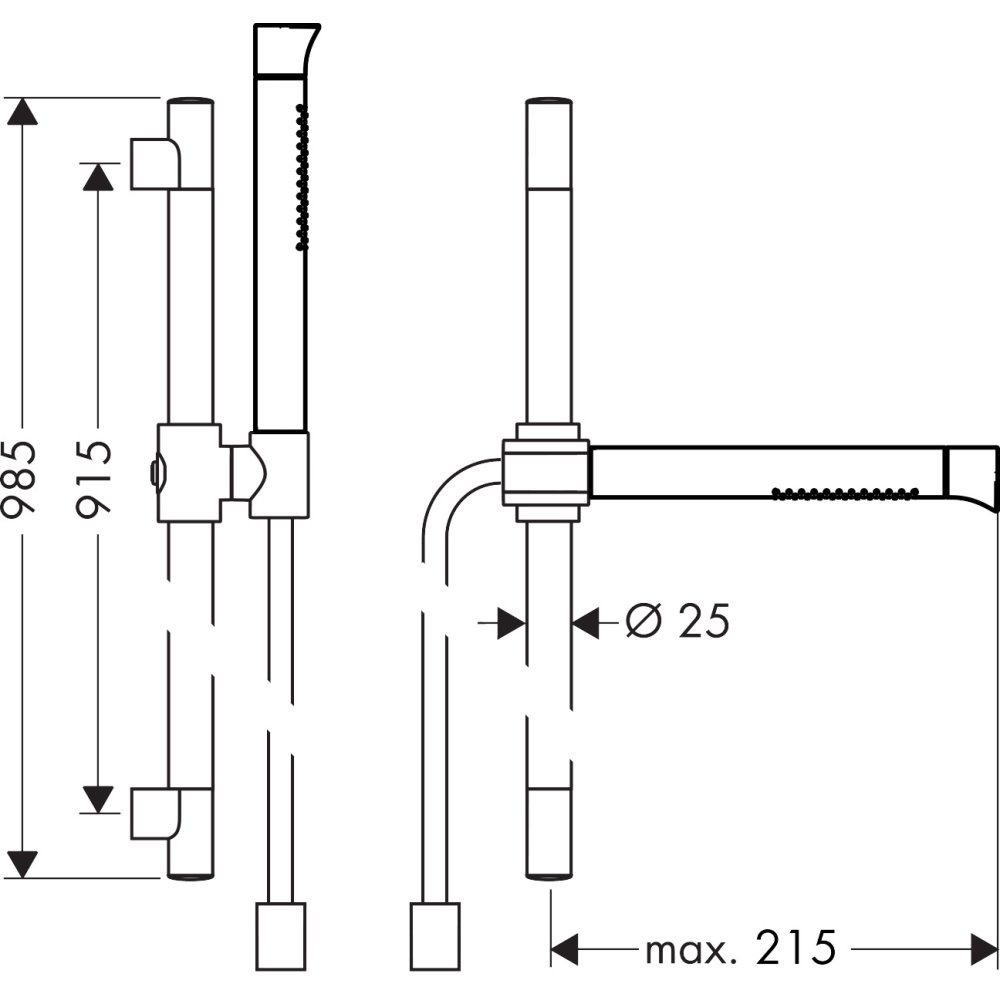 Душевой набор Axor Starck Organic, с ручным душем-"палочкой" 2jet, 12231820, шлифованный никель