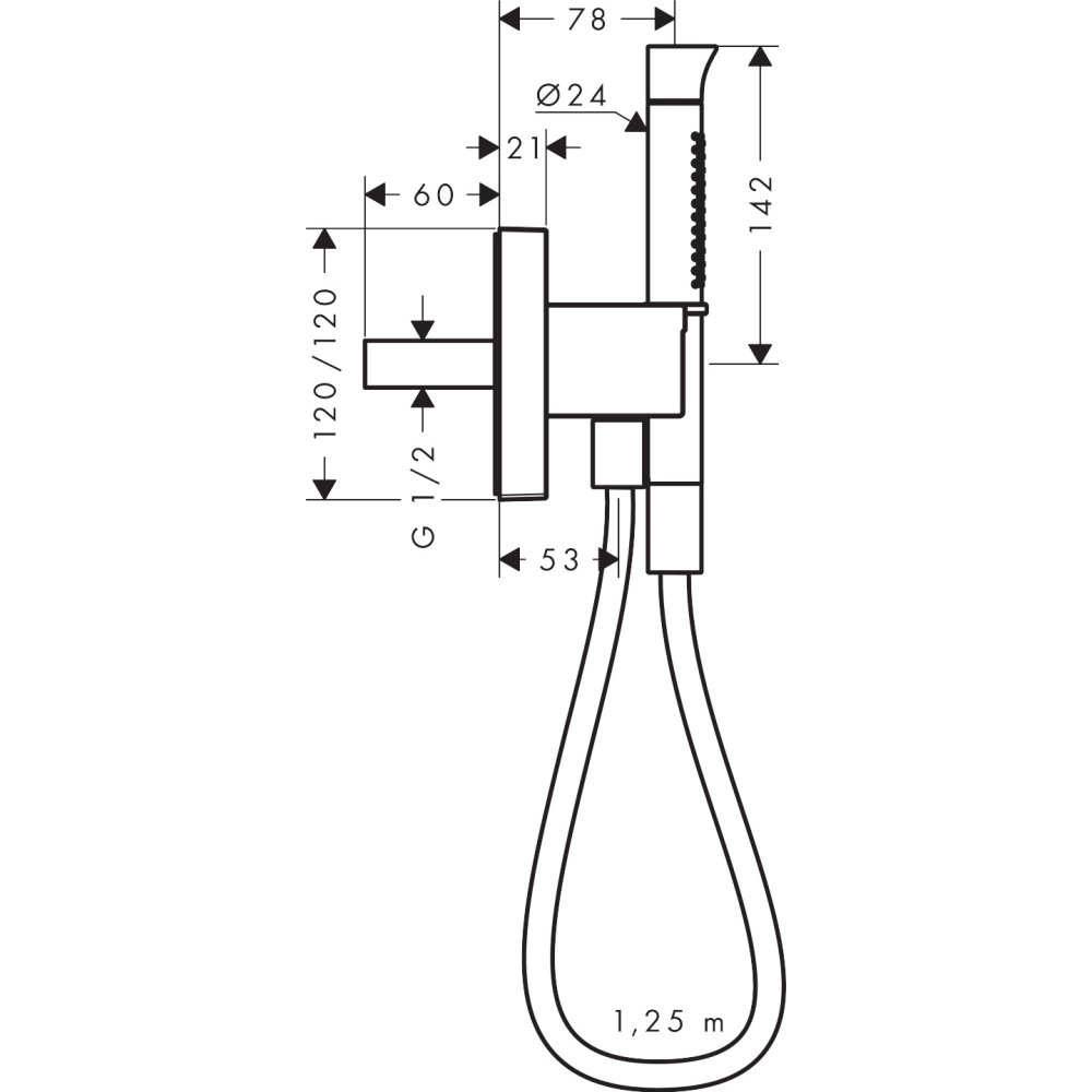 Porter-набор Axor Starck Organic, 120/120, с ручным душем-"палочкой" 2jet, 12232340, шлифованный черный хром 
