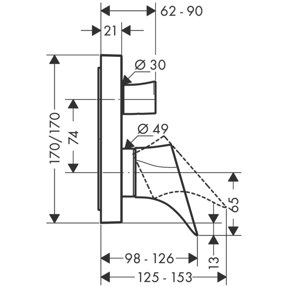 Смеситель для ванны Axor Starck Organic, однорычажный, скрытого монтажа, 12415310, шлифованное красное золото