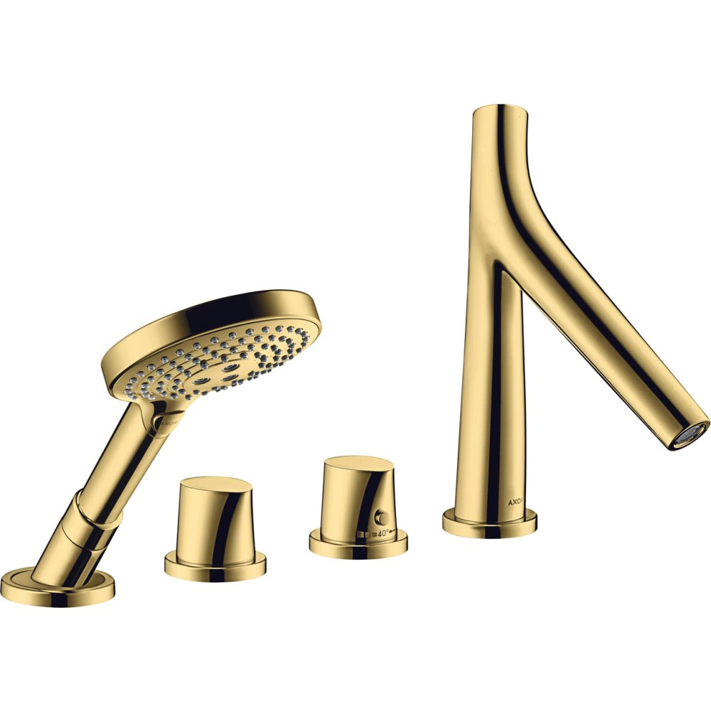 Термостат на край ванны Axor Starck Organic, на 4 отверстия, 12425990, полированное золото