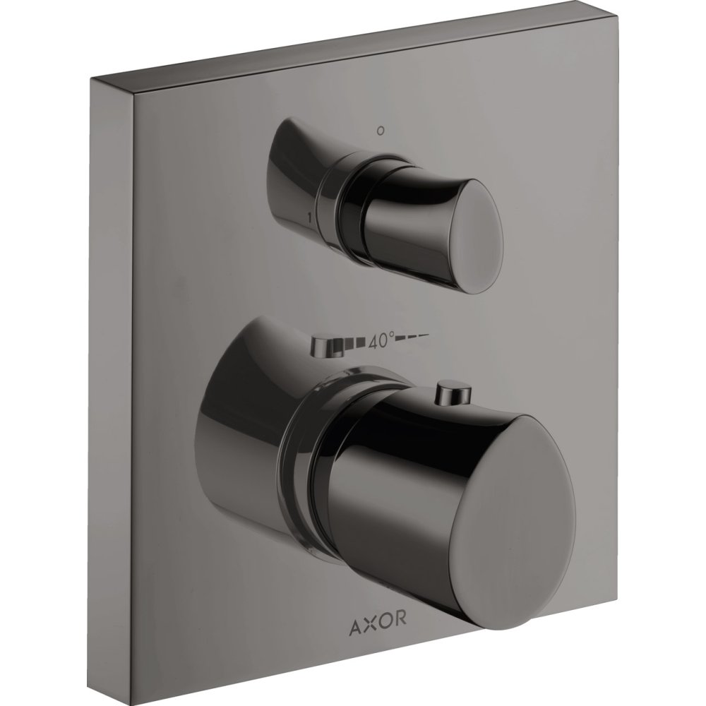Термостат Axor Starck Organic, с запорным вентилем, 12715330, полированный черный хром 