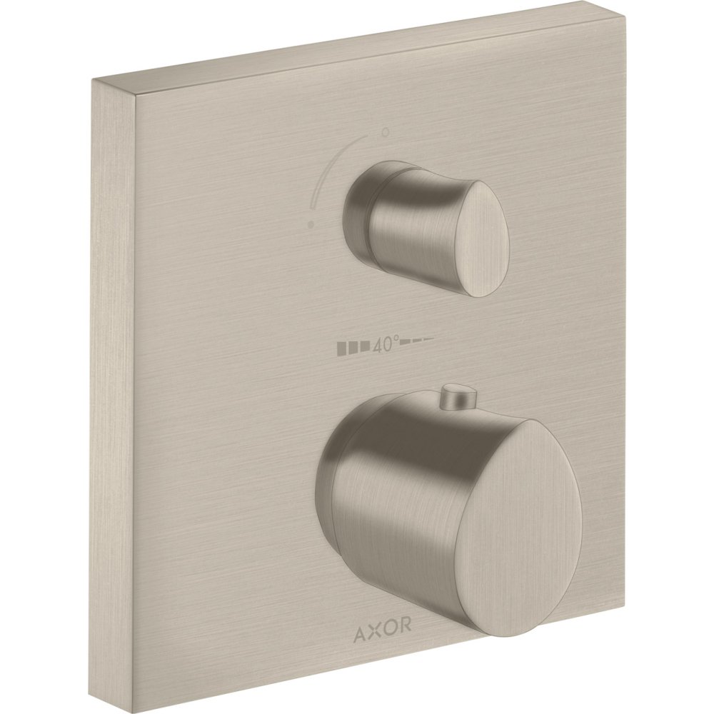 Термостат Axor Starck Organic, с запорным/переключающим вентилем, 12716820, шлифованный никель