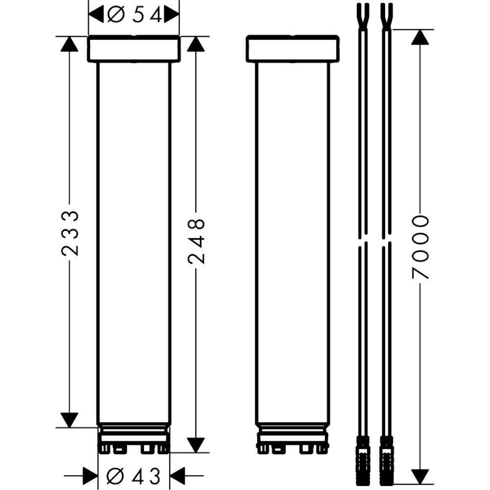 Удлинение Axor ShowerHeaven 1200/300 4jet, 230 мм, для потолочного подсоединения, 13603140, шлифованная бронза