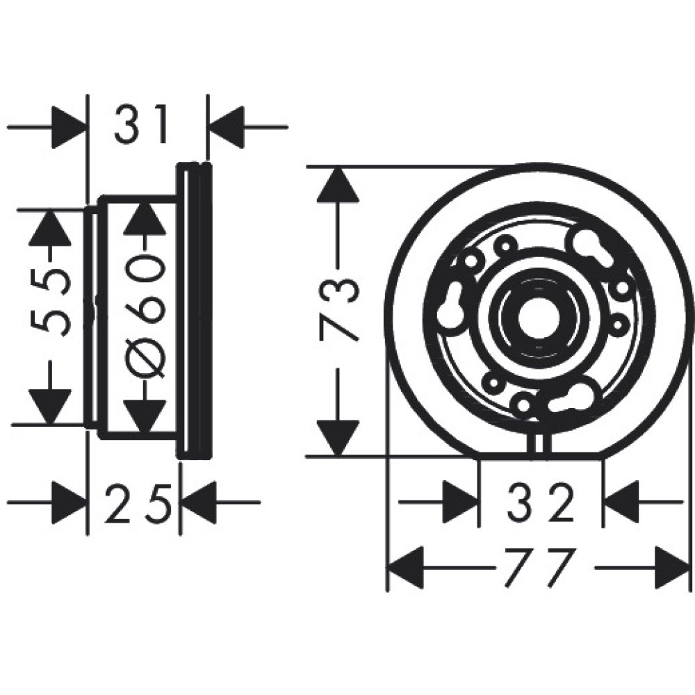 Удлинение 25 мм Axor One, для скрытой части настенного смесителя, для раковины, Select, 13609000, хром