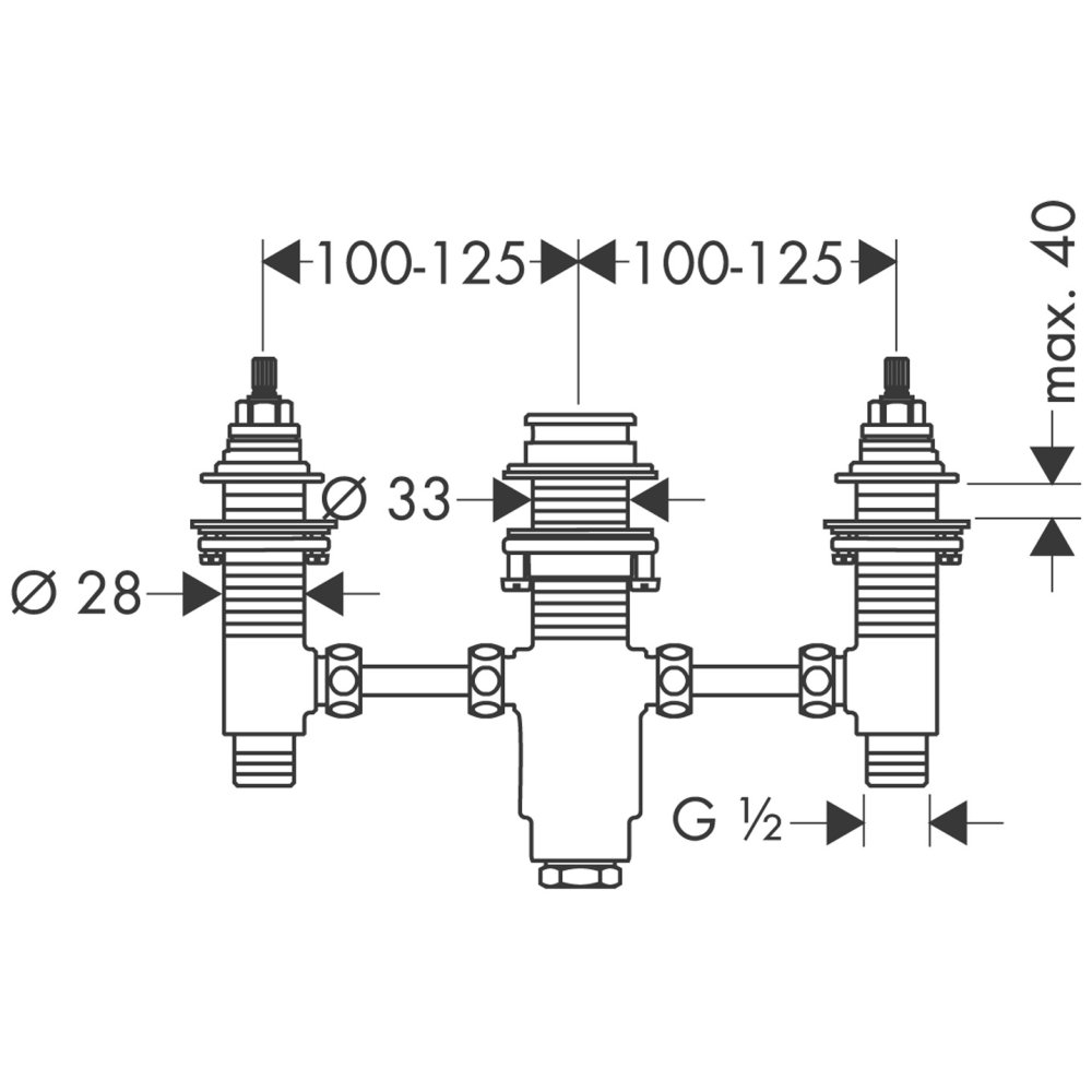 Скрытая часть смесителя на край ванны Axor, на 3 отверстия, 15484180, шлифованная бронза