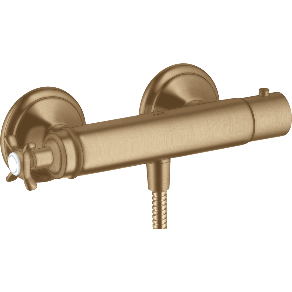 Термостат для душа Axor Montreux, внешнего монтажа, с крестообразной рукояткой, 16261140, шлифованная бронза