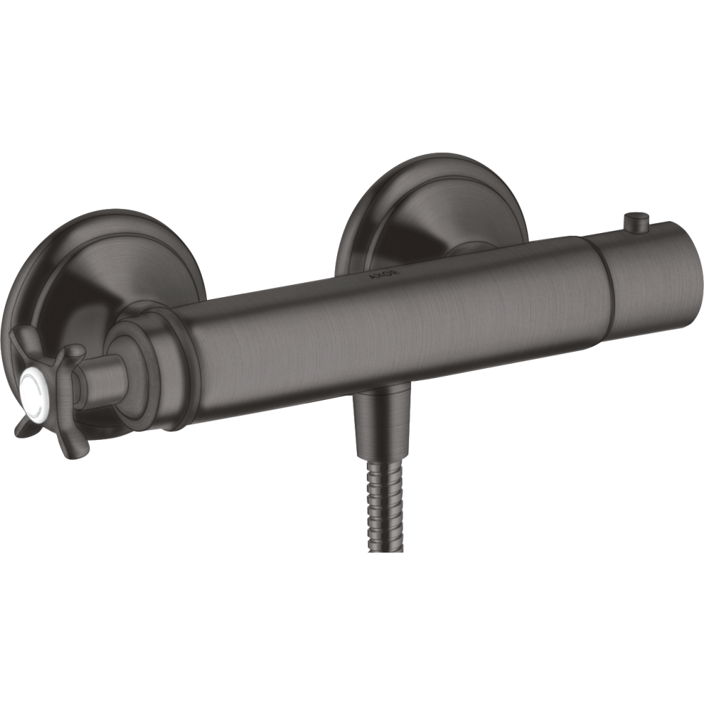 Термостат для душа Axor Montreux, внешнего монтажа, с крестообразной рукояткой, 16261340, шлифованный черный хром 