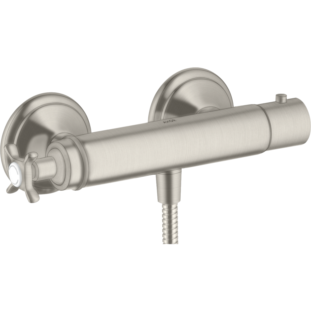 Термостат для душа Axor Montreux, внешнего монтажа, с крестообразной рукояткой, 16261800, сталь