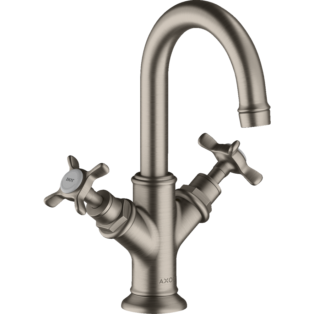 Смеситель для раковины Axor Montreux 160, с 2 крестообразными рукоятками, со сливным гарнитуром, для гостевой раковины, 16505800, сталь