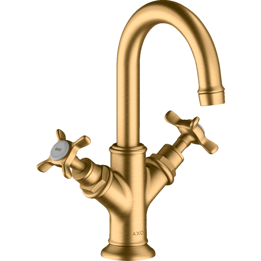 Смеситель для раковины Axor Montreux 160, с 2 крестообразными рукоятками, со сливным гарнитуром, для гостевой раковины, 16505950, шлифованная медь