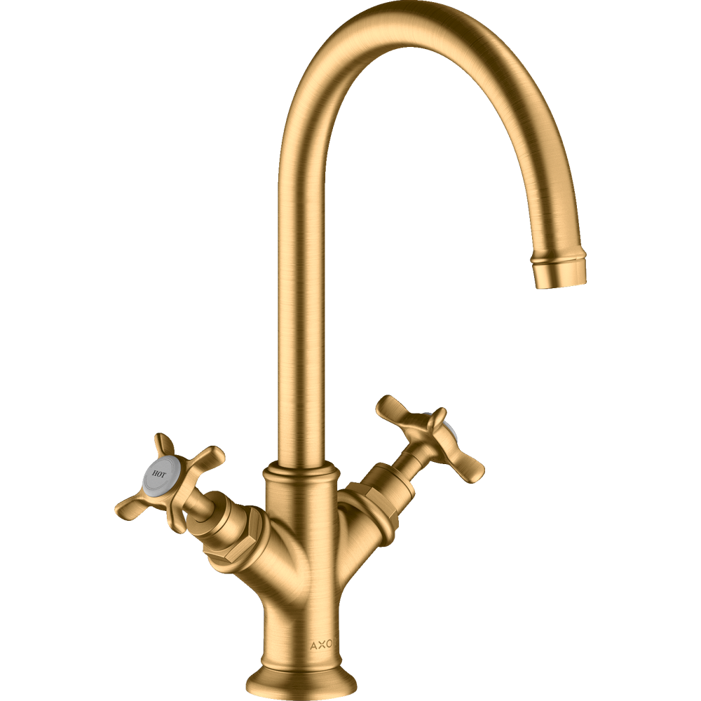 Смеситель для раковины Axor Montreux 210, с 2 крестообразными рукоятками, с не запираемым сливным набором, 16506950, шлифованная медь