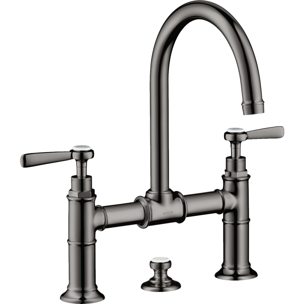 Смеситель для раковины Axor Montreux 220, с 2 рычаговыми рукоятками, со сливным гарнитуром, 16511330, полированный черный хром 
