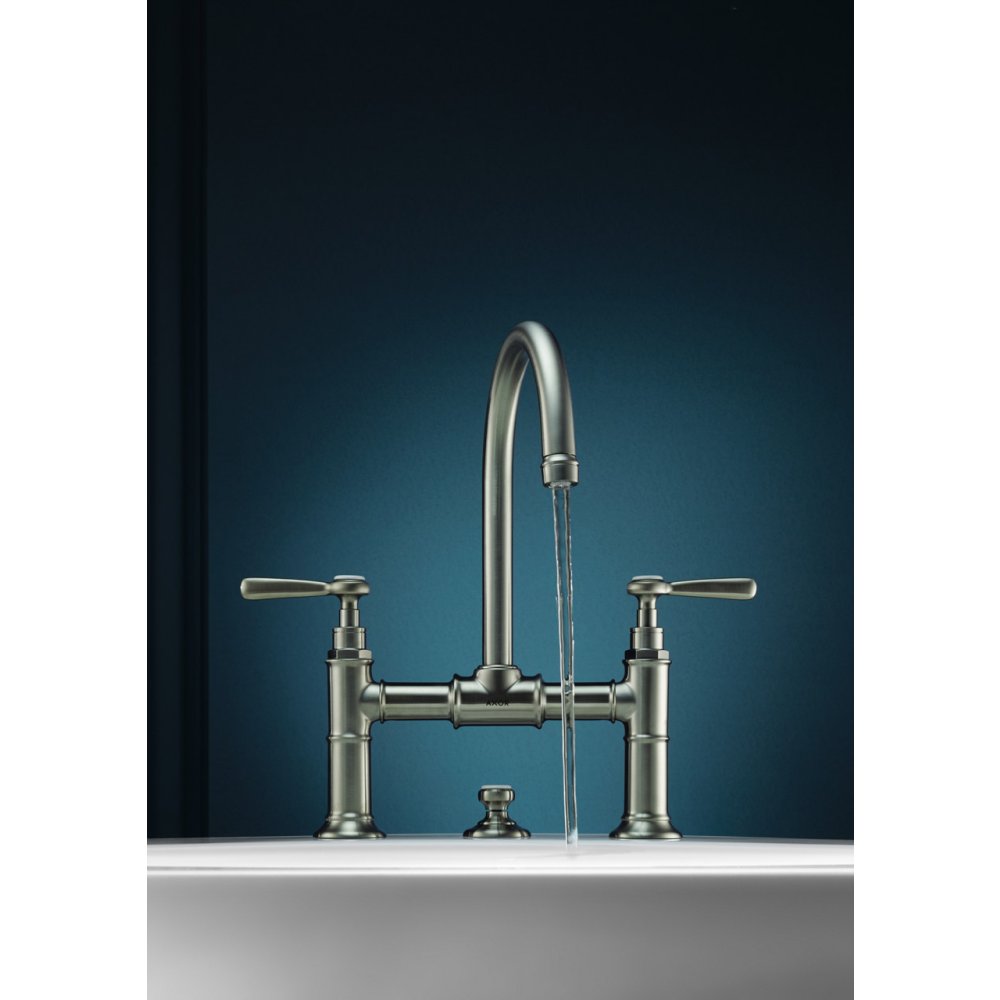 Смеситель для раковины Axor Montreux 220, с 2 рычаговыми рукоятками, со сливным гарнитуром, 16511340, шлифованный черный хром 