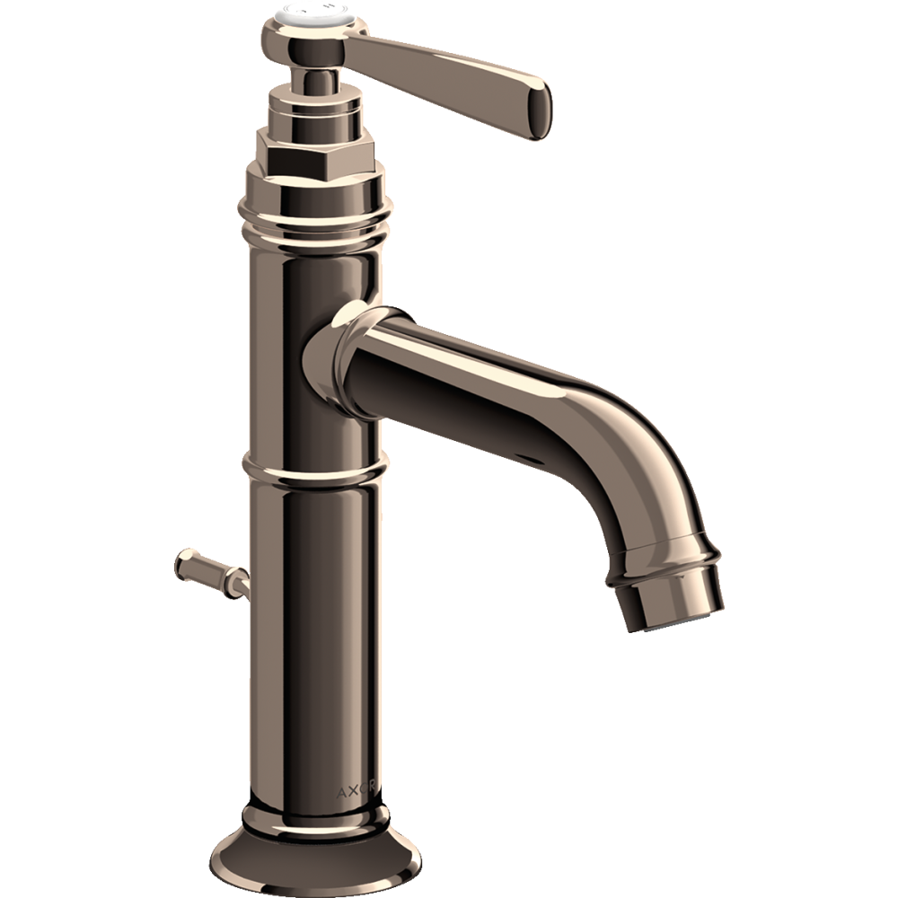 Смеситель для раковины Axor Montreux 100, однорычажный, с рычаговой рукояткой, со сливным гарнитуром, 16515830, полированный никель