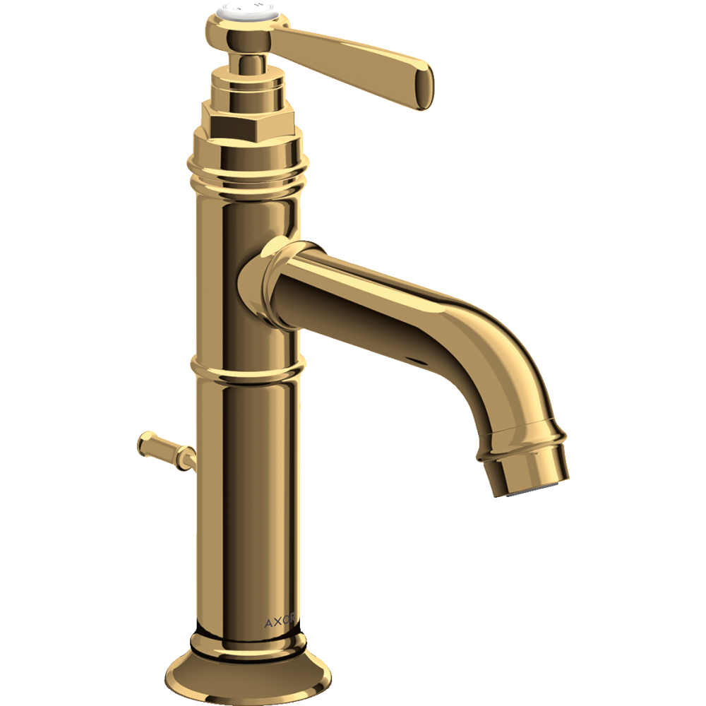 Смеситель для раковины Axor Montreux 100, однорычажный, с рычаговой рукояткой, со сливным гарнитуром, 16515930, полированная медь