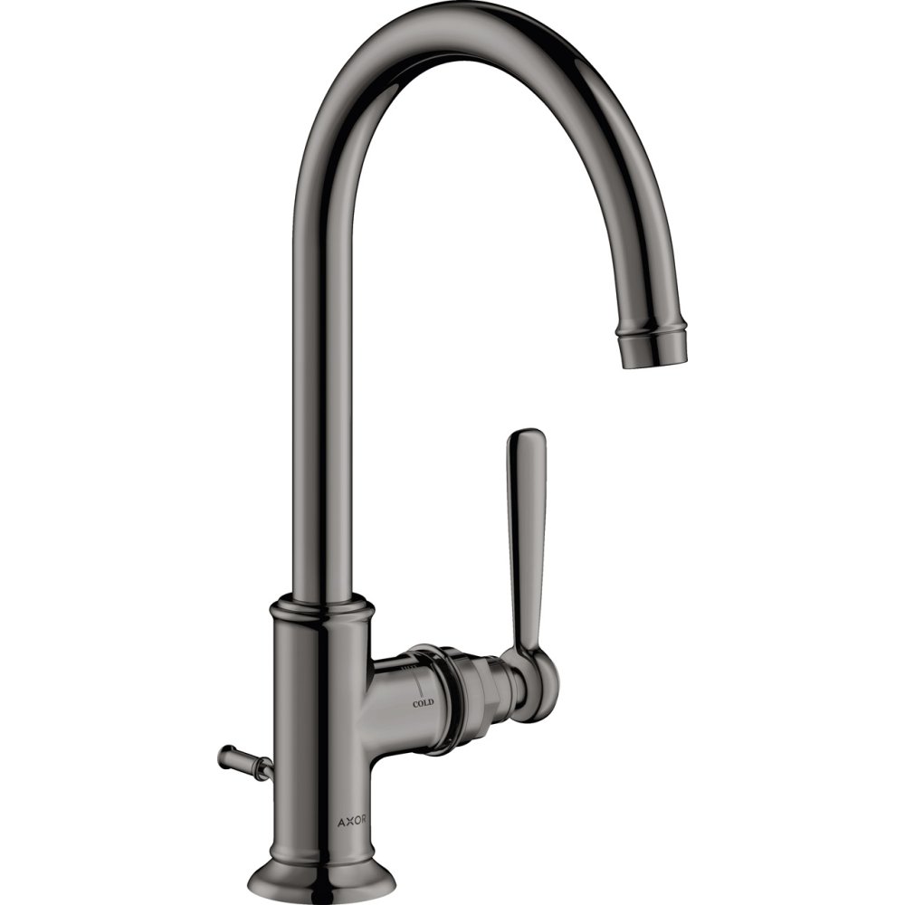 Смеситель для раковины Axor Montreux 210, однорычажный, с рычаговой рукояткой, со сливным гарнитуром, 16517330, полированный черный хром 