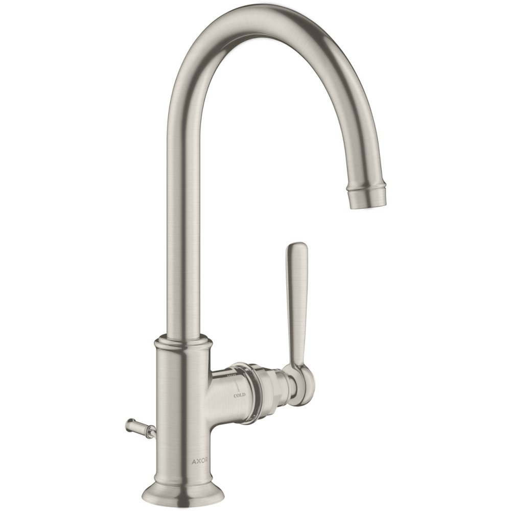 Смеситель для раковины Axor Montreux 210, однорычажный, с рычаговой рукояткой, со сливным гарнитуром, 16517800, сталь