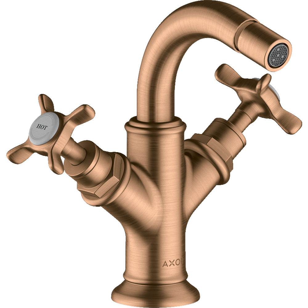 Смеситель для биде Axor Montreux, на 2 отверстия , с крестообразными рукоятками, со сливным гарнитуром