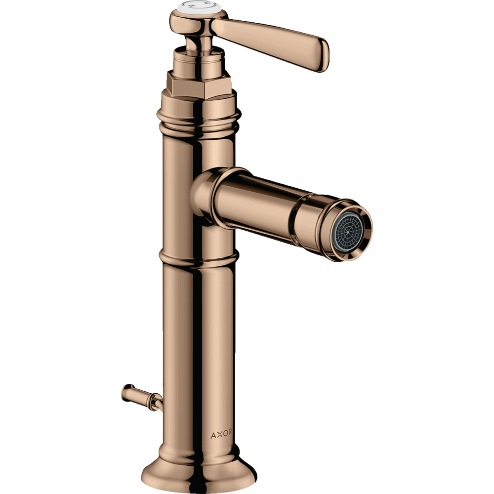 Смеситель для биде Axor Montreux, однорычажный, со сливным гарнитуром, 16526300, полированное красное золото 