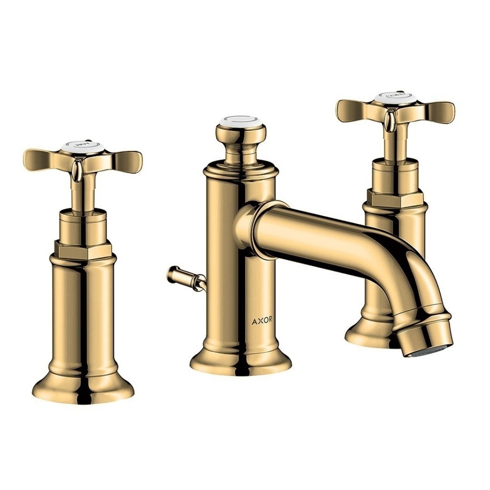 Смеситель для раковины Axor Montreux 30, на 3 отверстия, с крестообразными рукоятками, со сливным гарнитуром