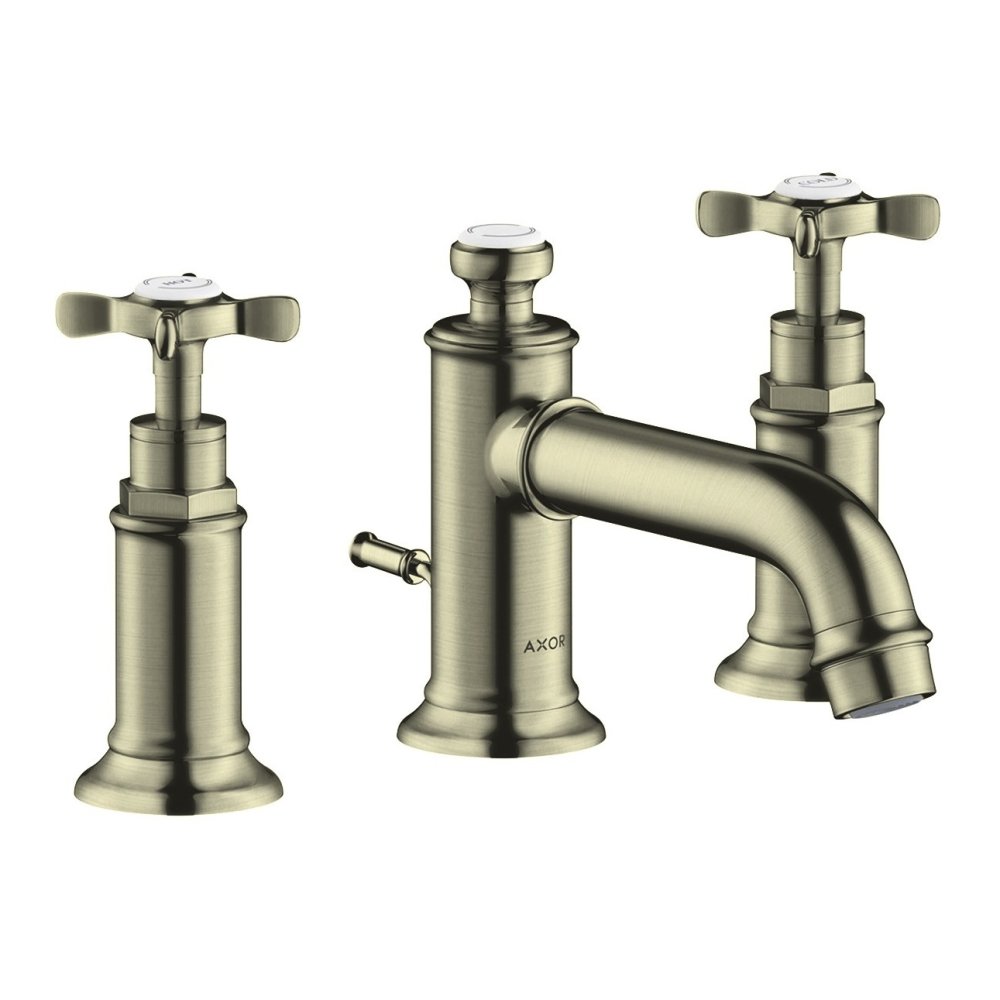 Смеситель для раковины Axor Montreux 30, на 3 отверстия, с крестообразными рукоятками, со сливным гарнитуром, 16536800, сталь