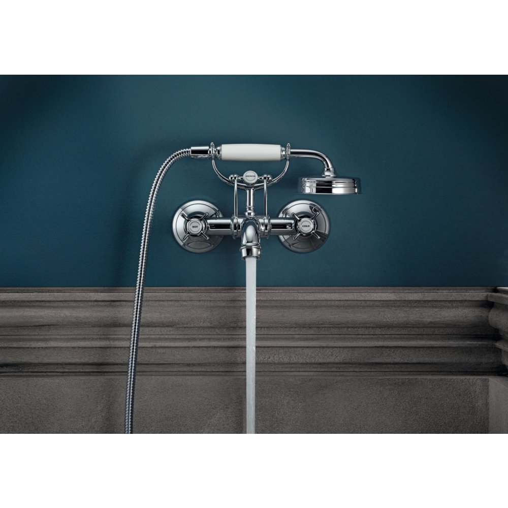 Смеситель для ванны Axor Montreux, внешнего монтажа, с 2 крестообразными рукоятками, 16540300, полированное красное золото 