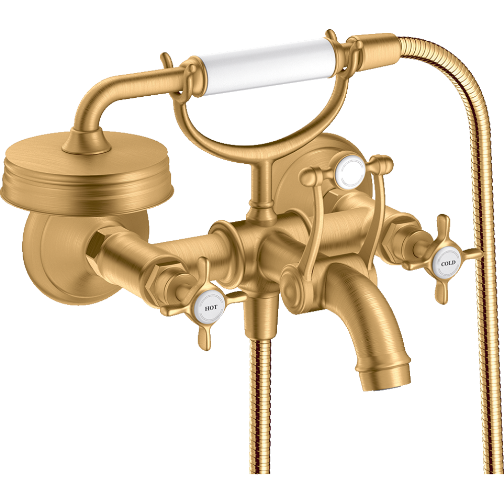 Смеситель для ванны Axor Montreux, внешнего монтажа, с 2 крестообразными рукоятками, 16540950, шлифованная медь