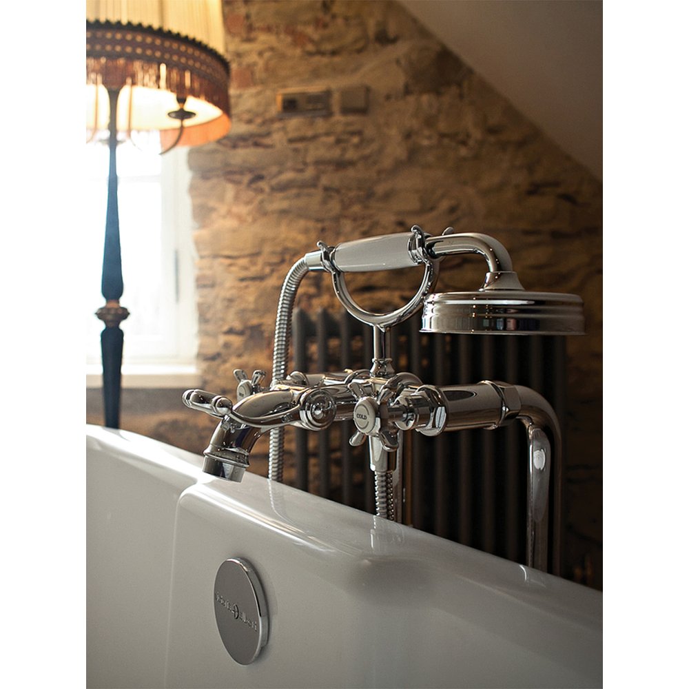 Смеситель для ванны Axor Montreux, напольный, с 2 крестообразными рукоятками, 16547830, полированный никель