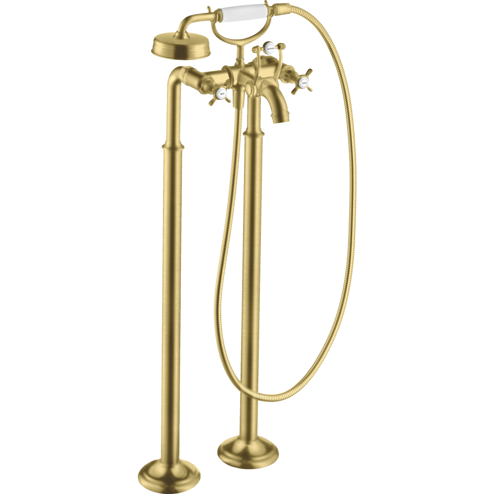 Смеситель для ванны Axor Montreux, напольный, с 2 крестообразными рукоятками, 16547950, шлифованная медь