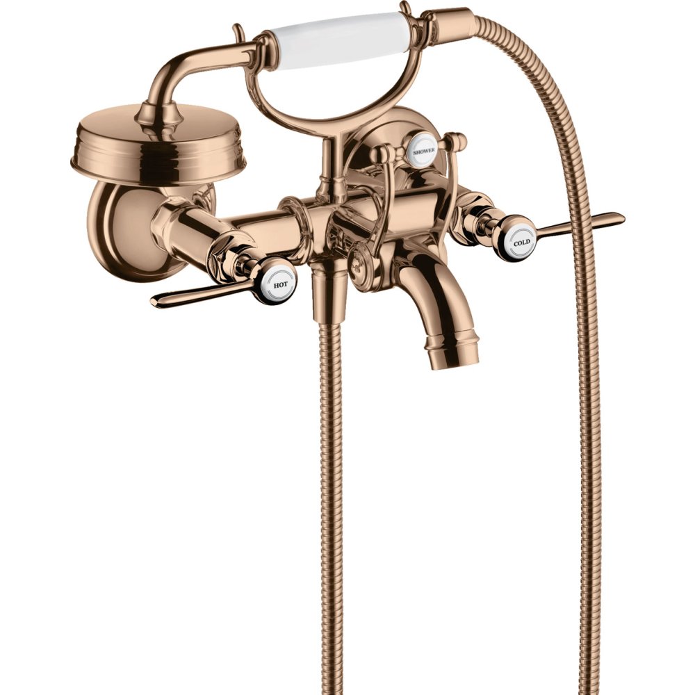 Смеситель для ванны Axor Montreux, внешнего монтажа, с 2 рычаговыми рукоятками, 16551300, полированное красное золото 