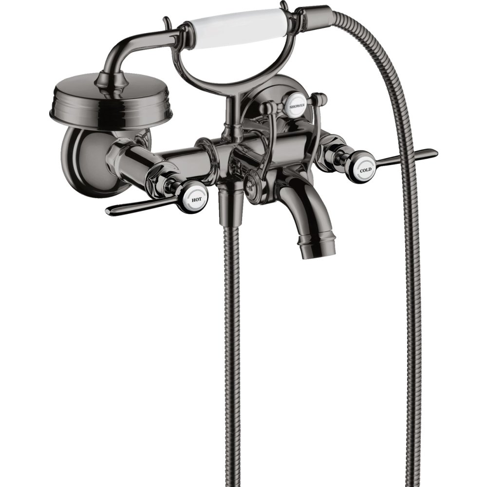 Смеситель для ванны Axor Montreux, внешнего монтажа, с 2 рычаговыми рукоятками, 16551330, полированный черный хром 