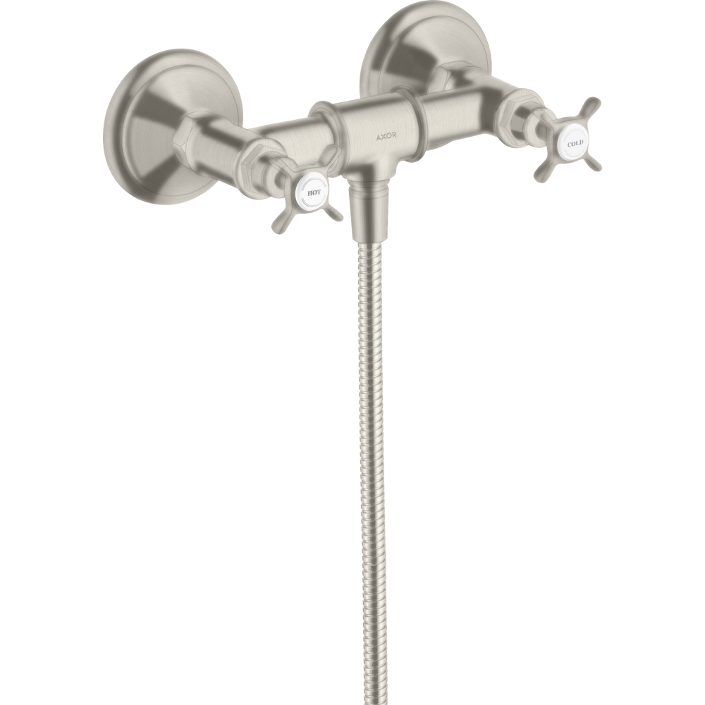 Смеситель для душа Axor Montreux, внешнего монтажа, с 2 крестообразными рукоятками, 16560800, сталь
