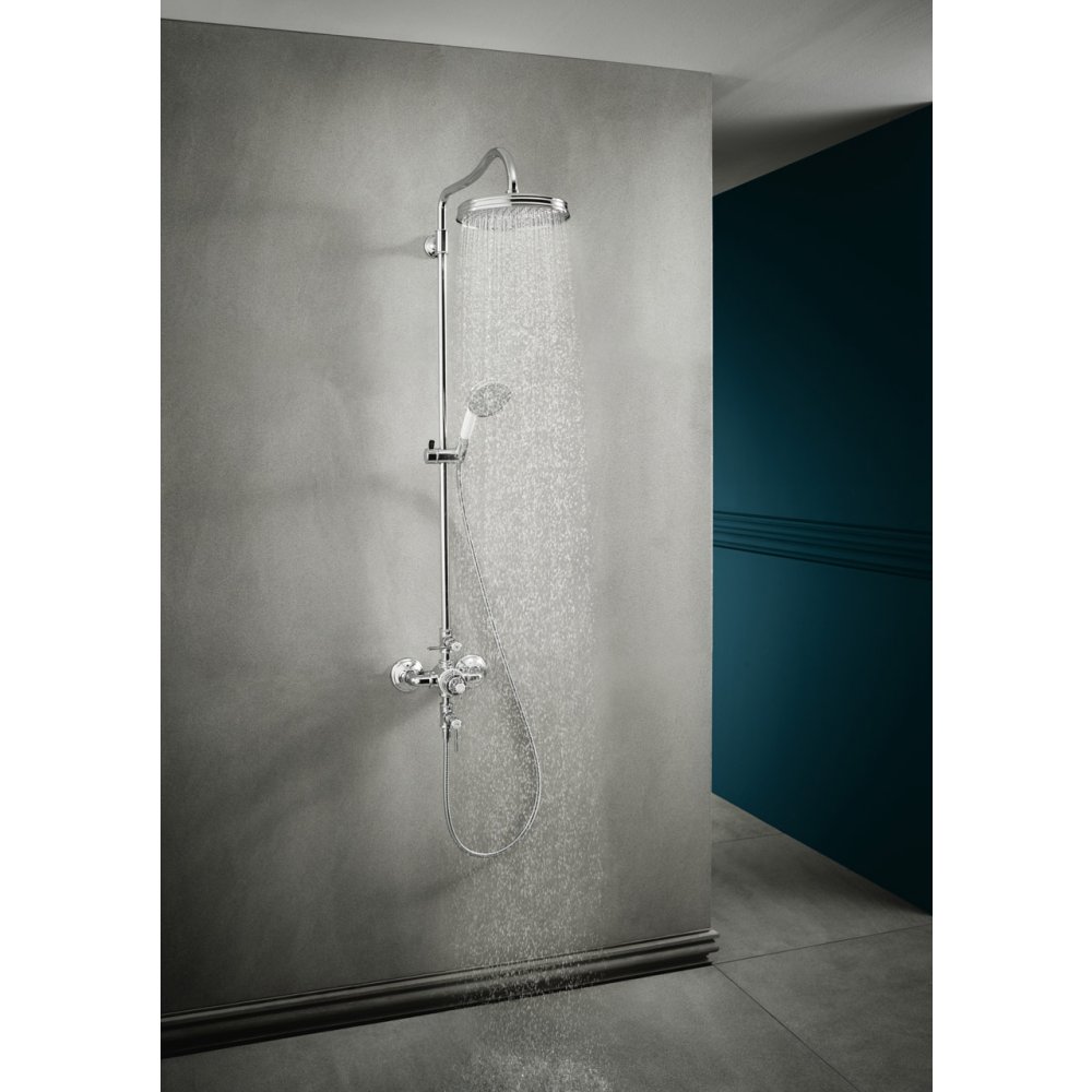 Душевая система Showerpipe 240 Axor Montreux, с термостатом и верхним душем, 16572330, полированный черный хром 