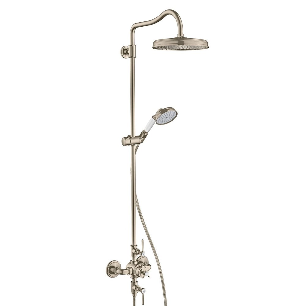 Душевая система Showerpipe 240 Axor Montreux, с термостатом и верхним душем, 16572830, полированный никель